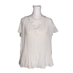 Show Me Your Mumu White Gauzy V-Neck Short Sleeve Blouse Size Medium